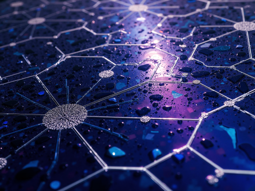 未来科技概念图，数字化网络连接，抽象几何图形，蓝色科技感背景